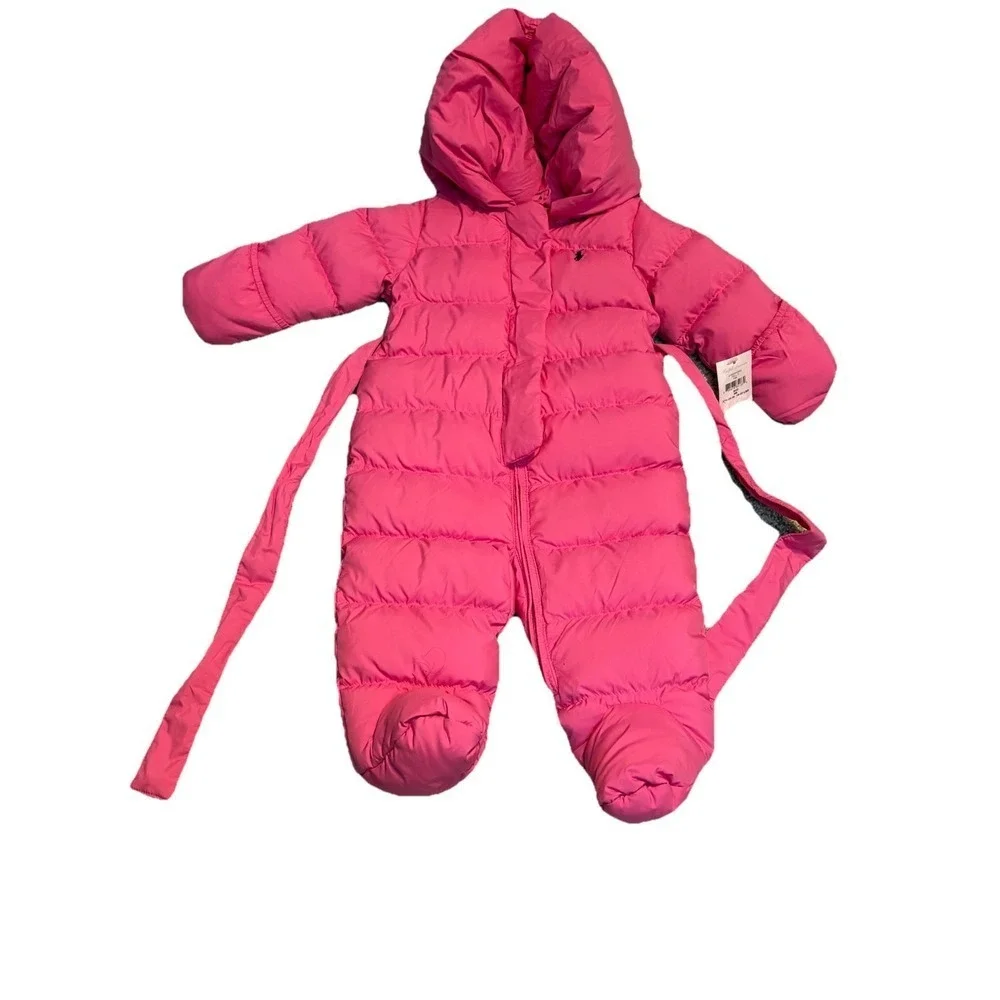 NWT‎ Polo Ralph Lauren Down Bunting Size 9M Girls Infant Water Repellent Hood
